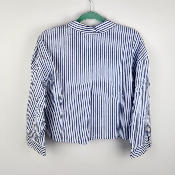 NWT Everlane Blue Stripe Button Up Collared PJ Pajama Shirt sz XS,S,M - Picture 2 of 7